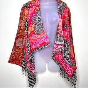 Anu by Natural Long Sleeve Paisley Shawl Boho S/M